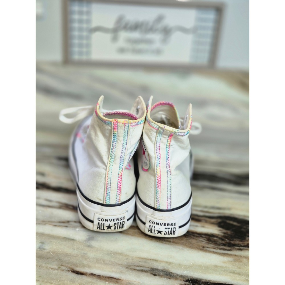Converse Chuck Taylor All Star Platform White Rainbow Embroidery Women 7 Street - Picture 4 of 11